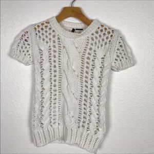 Benetton Short-sleeved white sweater XXS/XS petite